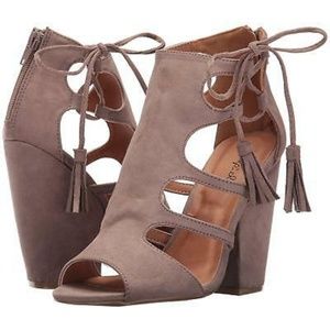 Qupid Sawyer cut out lace up peep toe with heel